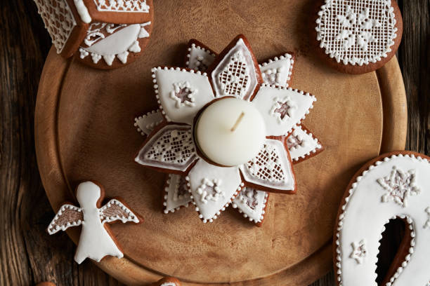 istock Homemade gingerbread Christmas cookies and candlestick 1357150897