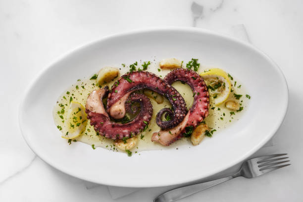 Greek Style Braised Octopus in Garlic and Lemon Butter