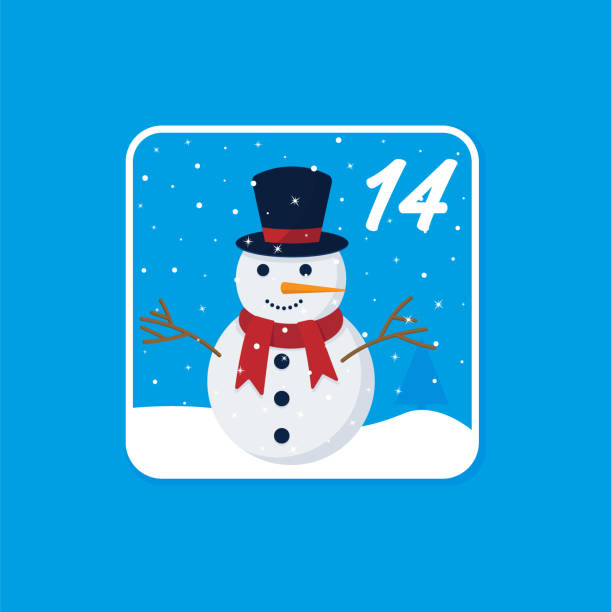 ilustraciones, imágenes clip art, dibujos animados e iconos de stock de calendario de adviento. tarjetas de celebración navideñas para la cuenta regresiva del 14 de diciembre - advent calendar christmas number number 14