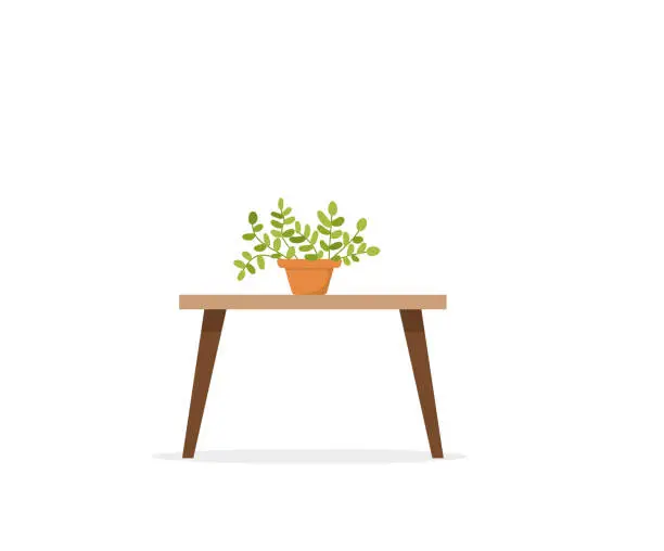 Vector illustration of Coffee table with a flower. Flat style vector design template.