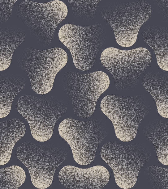 Modern Fashion Stippled Triangle Metaball Seamless Pattern Vector Modern Fashion Elegant Stippled Triangle Metaball Seamless Pattern Vector Abstract Background. Dotwork Tileable Aesthetic Boho Texture Dotted Repetitive Wallpaper. Halftone Retro Art Illustration illusion pattern circle image created 1960s stock illustrations