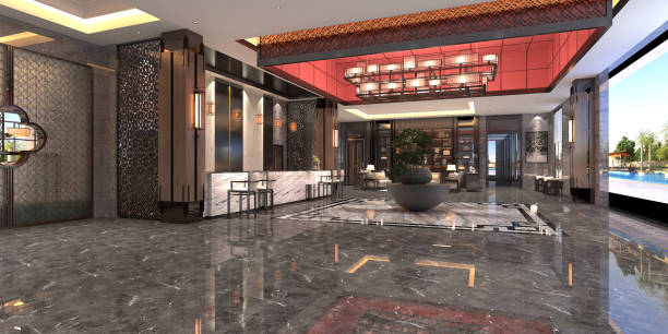 istock 3D Render of Luxury Hotel Lobby and Reception 1357156221