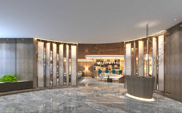 istock 3D Render of Luxury Hotel Lobby and Reception 1357156233