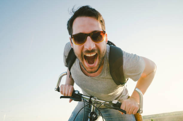 istock Man riding a bicycle in nature. 1357162002