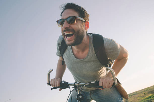 istock Man riding a bicycle in nature. 1357162034