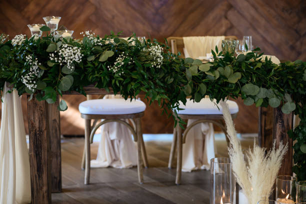 istock Wedding table with fresh flowers and candles 1357165337