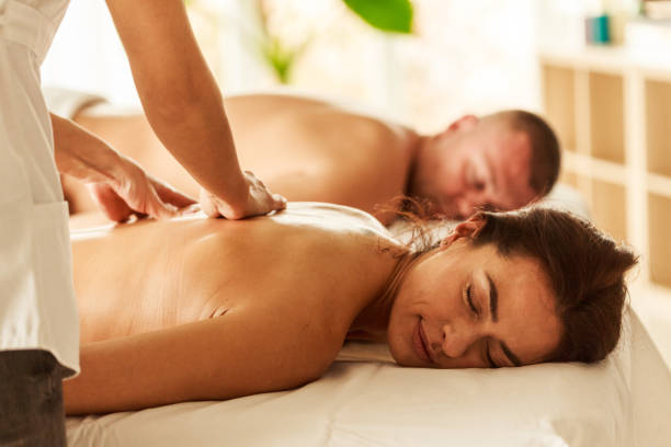 istock Couple having a relaxing spa therapy 1357169350