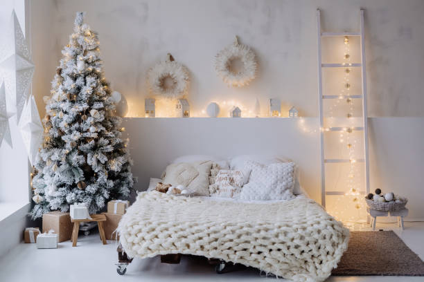 istock Bedroom Decorated with Tradition Xmas Accessories 1357171821