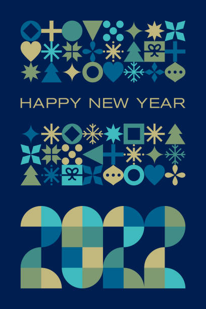 2022 New Year Greeting Card vector art illustration
