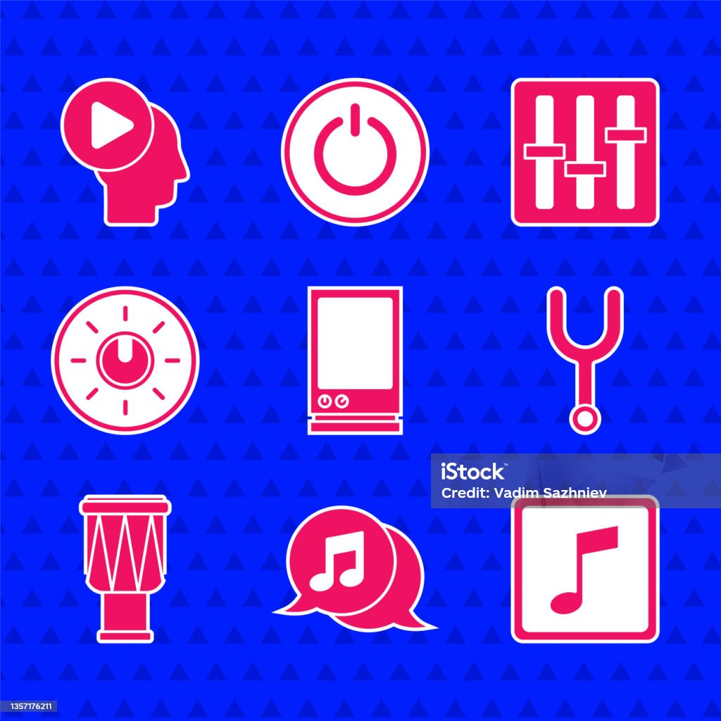Music Note Dial Set Voice Assistant Musical Note In Speech Bubble Note Tone Tuning Fork ...
