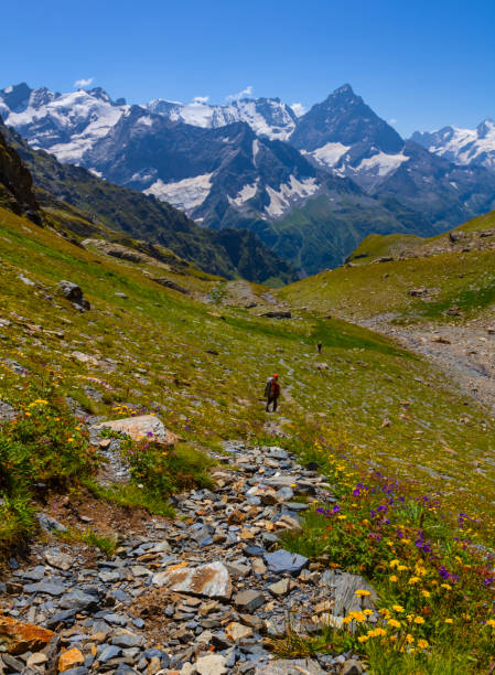 istock touristic way from mount pass, touristic travel scene 1357179585