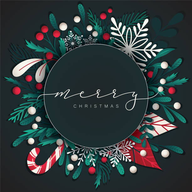 ilustrações de stock, clip art, desenhos animados e ícones de christmas greeting over a festive winter background - vector excitement white red