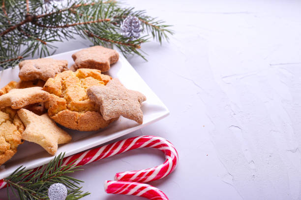 istock Christmas sweets on a gray background with place for text 1357187443