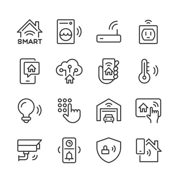 Vector illustration of Smart Home Icons — Monoline Series