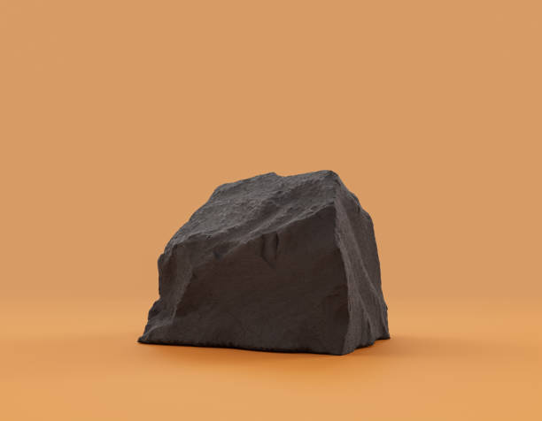 istock Isolated dark rocks in a yellow background for product displays with copy space, 3d Rendering 1357196914