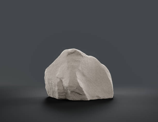istock Single color white rocks in a flat grey color background for product displays with copy space, 3d Rendering 1357197005