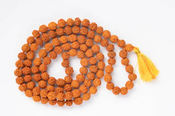 Rudraksha Japa Mala Bracelet, Authentic Indian 108 Beads. Effective in controlling stress.