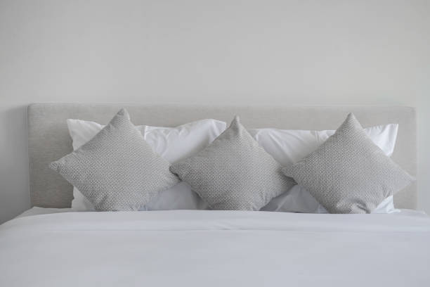 Clean Pillow Arrangement in a Hotel Suite stock photo