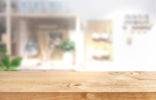 istock Selective focus.Wood table top on blur kitchen counter background. 1357220959