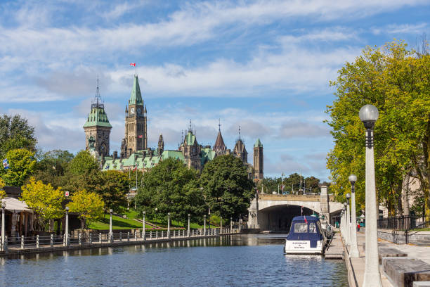 istock Ottawa Church and river bridge view 1357225017