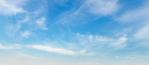 istock panorama blue sky with white cloudy and sunlight 1357233989