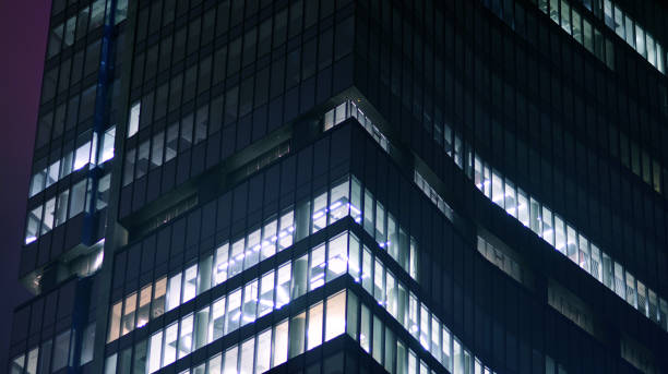 istock Corporate building at night - business concept. 1357235808