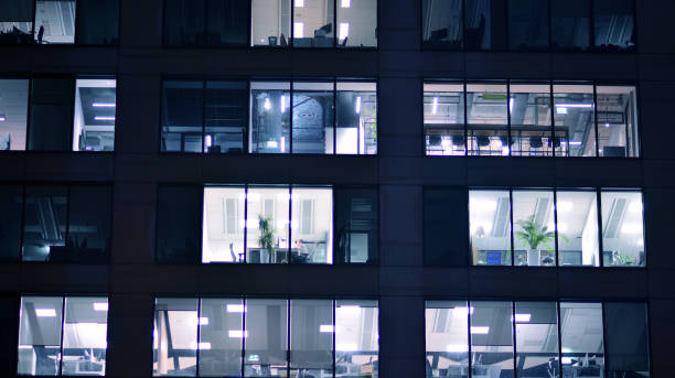 istock Corporate building at night - business concept. 1357236442