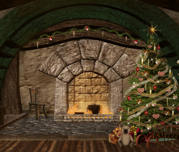 istock Warm Christmas mood by thew fireplace 1357252116