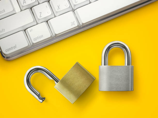 istock Computer security concept. Unlocked padlock on laptop keyboard. Symbol of safe 1357252422