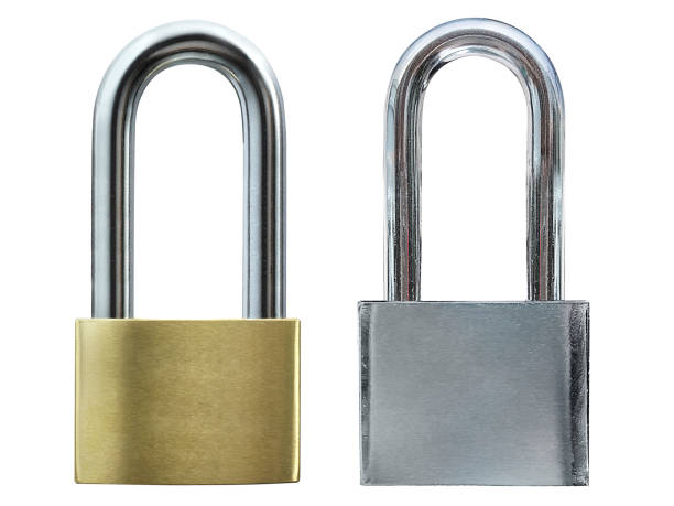 istock Metal padlock isolated on white background 1357253336
