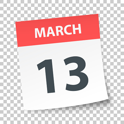 March 13. Calendar icon isolated on a blank background for your own design. Vector Illustration (EPS10, well layered and grouped). Easy to edit, manipulate, resize or colorize. Vector and Jpeg file of different sizes.