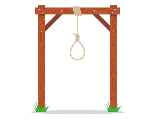 a wooden gallows for the execution of a criminal a wooden gallows for the execution of a criminal. flat vector illustration. hangman stock illustrations
