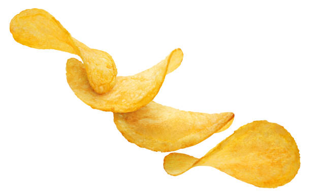 istock Collection of delicious potato chips on white 1357258121