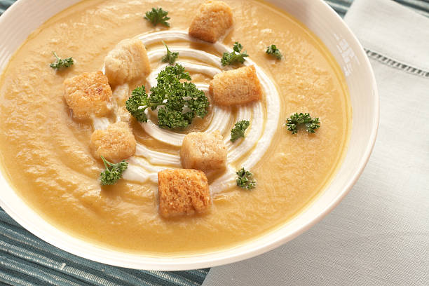 istock Bowl of fresh hot butternut soup 135726034