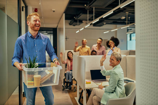 istock Ginger man is happy that he come back in the office after more than year 1357262817