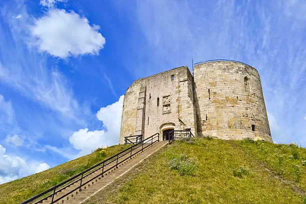 Cliffords Tower at green mountain in York, England