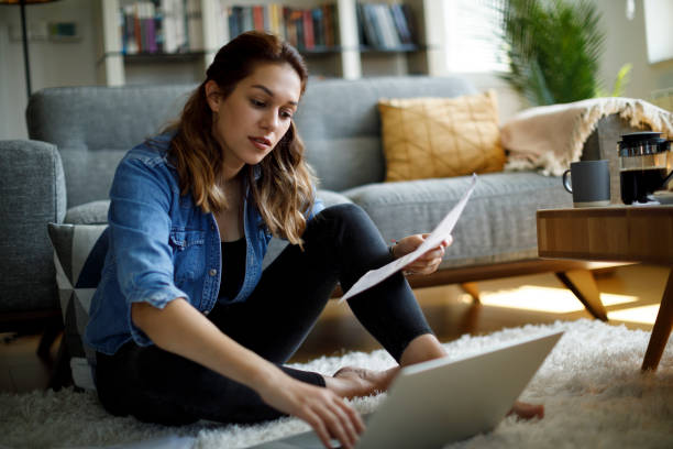 istock Young woman working at home 1357265539
