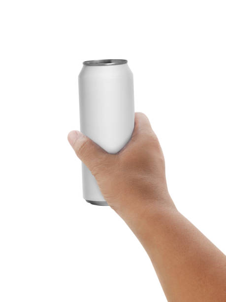 istock Man holding aluminum can isolated on white background 1357266778