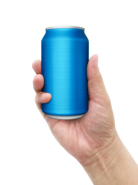 istock Man holding aluminum can isolated on white background 1357266896
