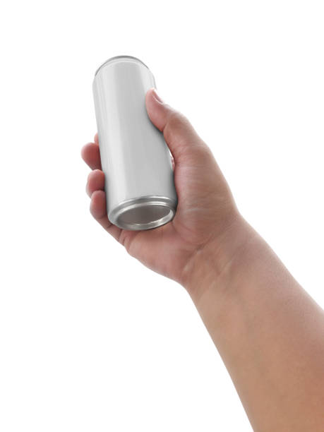 istock Man holding aluminum can isolated on white background 1357267660