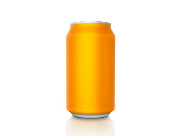 istock Orange aluminum can on Isolated on a white 1357267748
