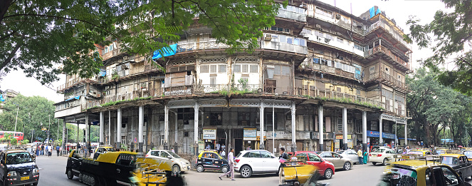 Mumbai streetscene panorama, Colaba District, Mumbai, India, India, land of contrasts, colours and sounds from its religious devotions, colourful costumes and dress, picturesque and multicolored landscapes to its multicultural population that clamours in its towns and cities