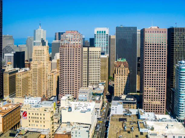 San Francisco, USA - July 24, 2008:  view from the rooftop in San Francisco, USA. The city is the site of over 410 high-rises,44 of which stand taller than 400 feet.