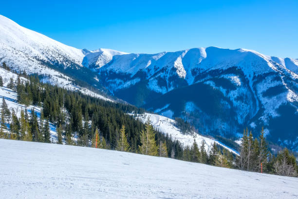istock Sunny Weather Over Empty Ski Slope and Mountain Relief 1357269049