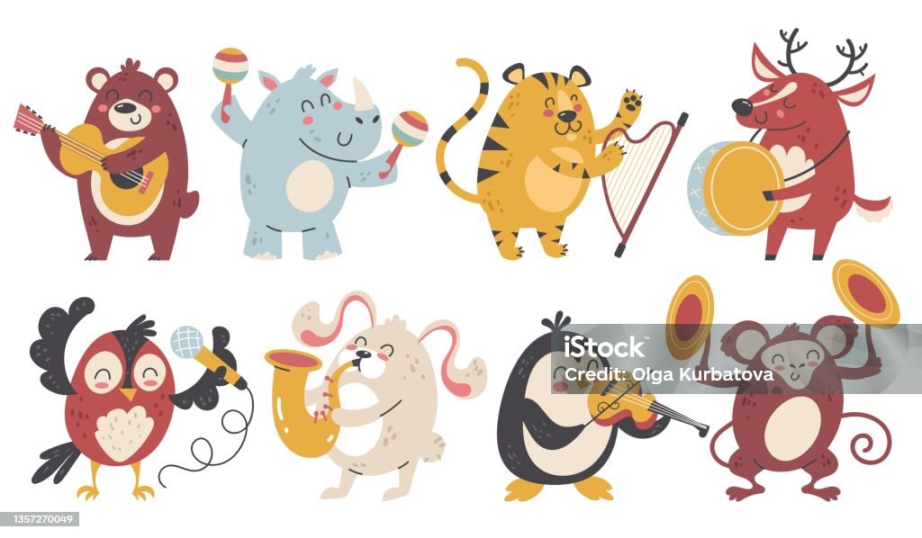 Animals Play Music Happy Wildlife Characters With Different Musical  Instruments Cartoon Wild Artists Band Sounds Woodland Creatures Orchestra  Performance Vector Funny Musicians Set Stock Illustration - Download Image  Now - iStock