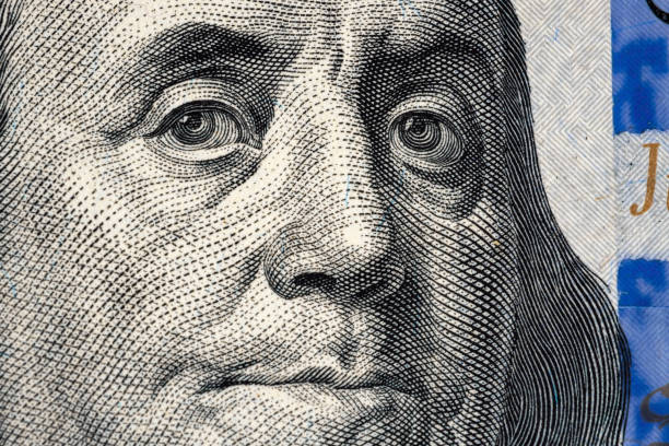 istock Benjamin Franklin From Dollar Bill, One Hundred Dollars, ColseUp 1357270146