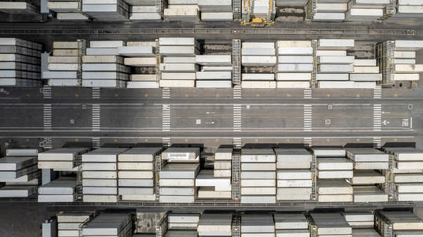 istock Container terminal in port and transport to ship 1357272622