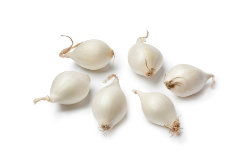 Small white pearl onions often used to be pickled
