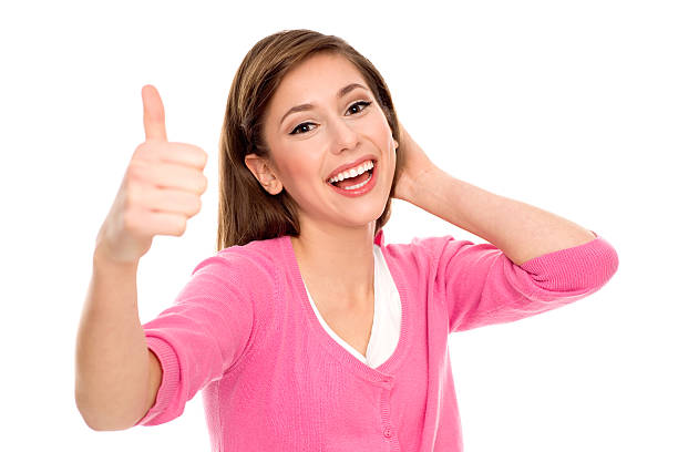 istock Young woman showing thumbs up 135727980