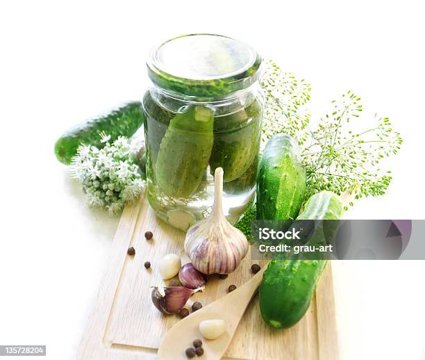 Pickling Cucumbers Stock Photo - Download Image Now - Autumn, Bottle, Canned Food